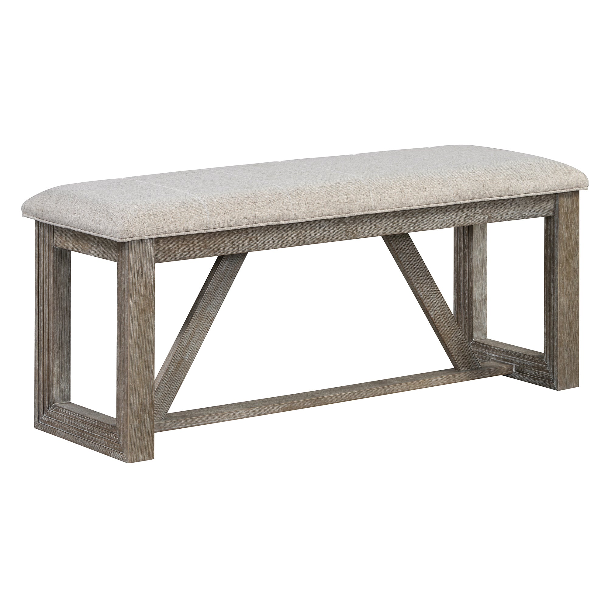 TREXM 6-Piece Retro Dining Table Set for 6, 60' Wood Kitchen Table and Chairs Set of 4 with Bench Designed Trestle Base for kitchen & Dining Room (Gray) - Grand Goldman Shop