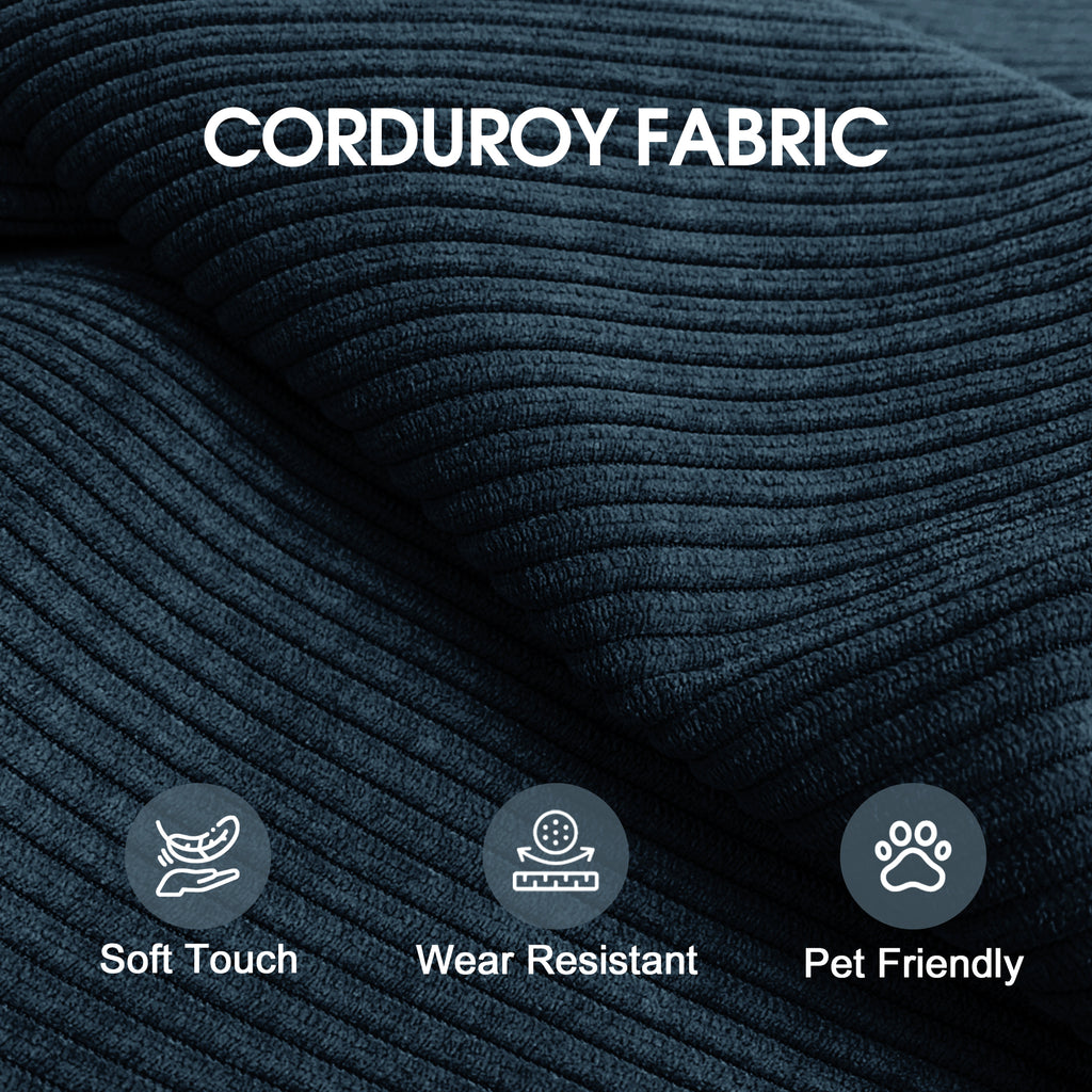 78.8' Compression Sofa,Convertible Floor Sofa Bed-with Pillow Back Support Armrest,Comfy Futon Couch Sleeper Bed,Loveseats Boneless Modular Sectional Sofa,Corduroy fabric,for Living Room,Bedroom,Blue - Grand Goldman Shop
