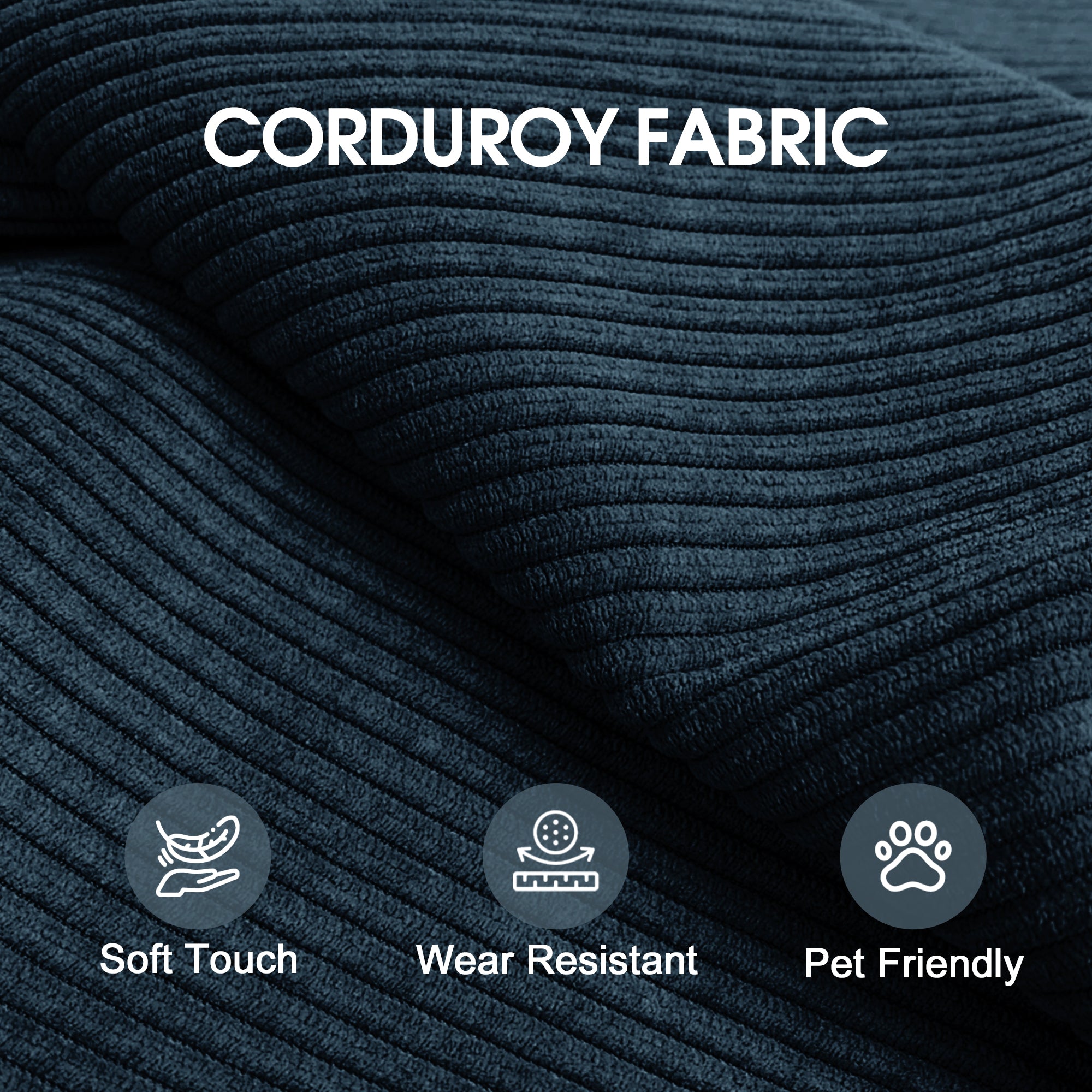 78.8' Compression Sofa,Convertible Floor Sofa Bed-with Pillow Back Support Armrest,Comfy Futon Couch Sleeper Bed,Loveseats Boneless Modular Sectional Sofa,Corduroy fabric,for Living Room,Bedroom,Blue - Grand Goldman Shop