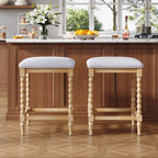 26''Counter Stools,Set of 2 with Upholstered Seat, Solid Acacia wood Frame, Foam-Padded Seat, Open Airy Design for Kitchen Island and Bar, Natural - Grand Goldman Shop