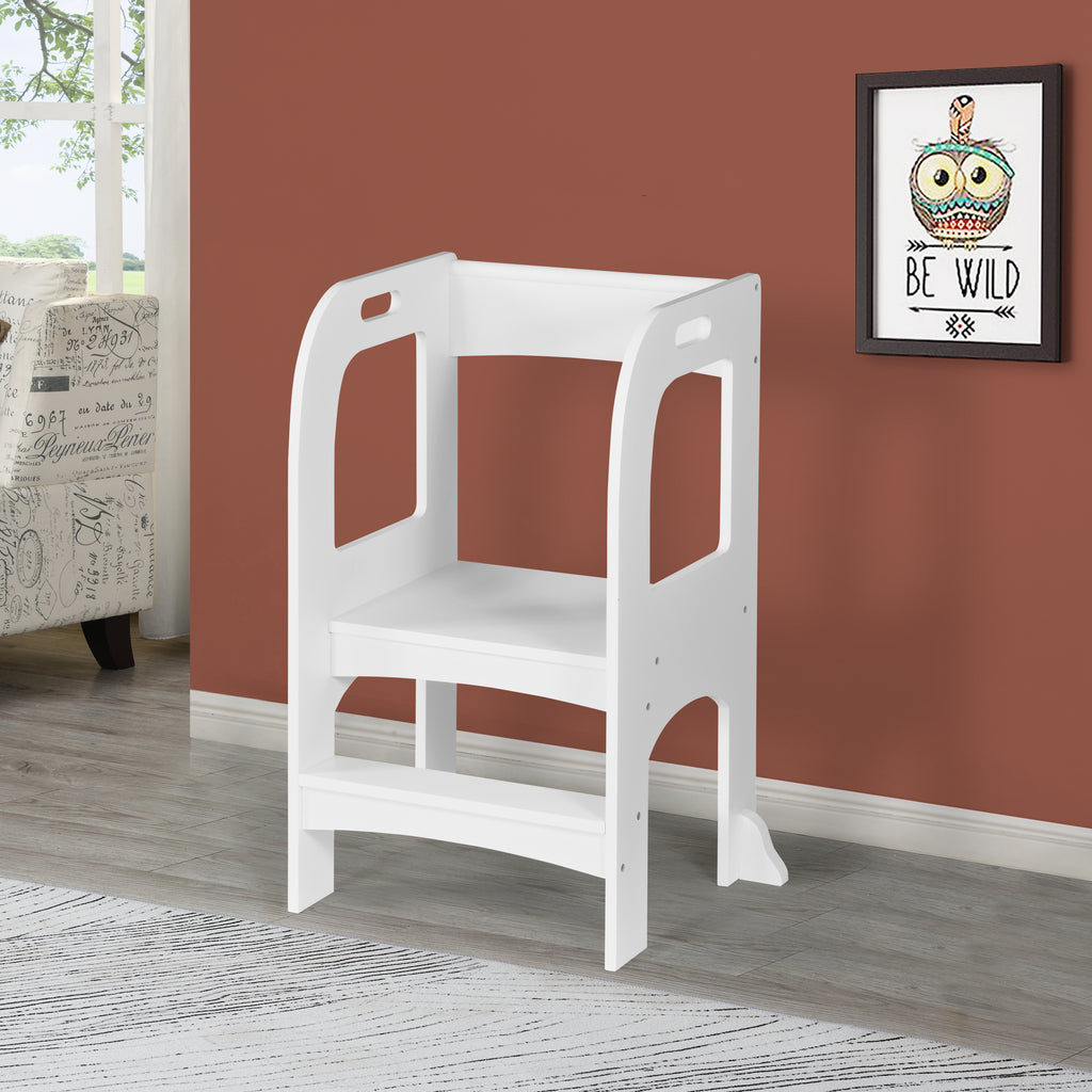 Child Standing Tower, Step Stools for Kids, Toddler Step Stool for Kitchen Counter, White - Grand Goldman