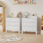 White 3 Drawer Dresser for Bedroom, Modern MDF Painted Chest of Drawers with Gold Knobs, Wooden Storage Cabinet for Kids, Nur