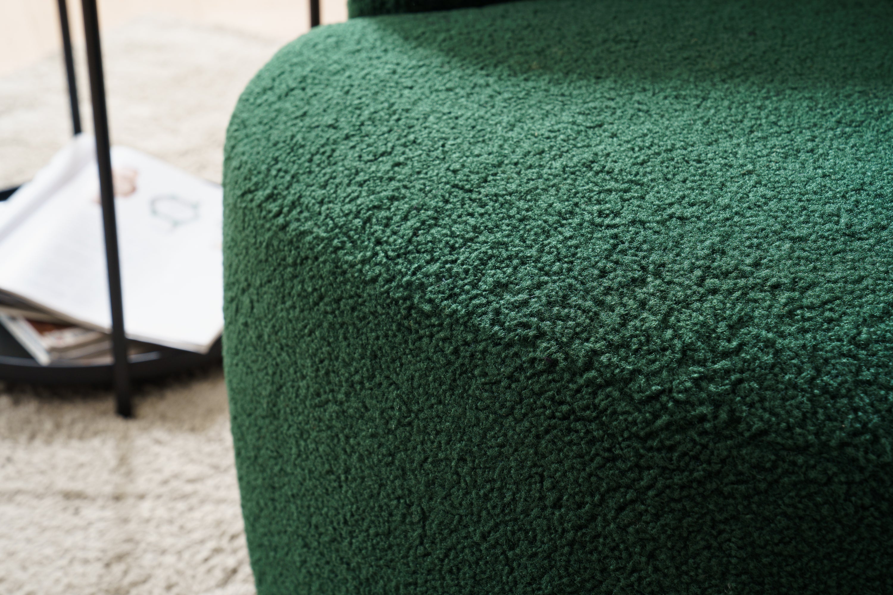 Teddy Fabric Swivel Accent Armchair Barrel Chair With Black Powder Coating Metal Ring,Dark Green - Grand Goldman Shop