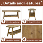 43' Farmhouse Wood Bench, 2-Tier Entryway Bench, Narrow Rustic Storage Bench with Open Storage Shelf for Entryway, Hallway, Living Room, Bedroom, Kitchen, Dining (Distressed Wood Color) - Grand Goldman Shop