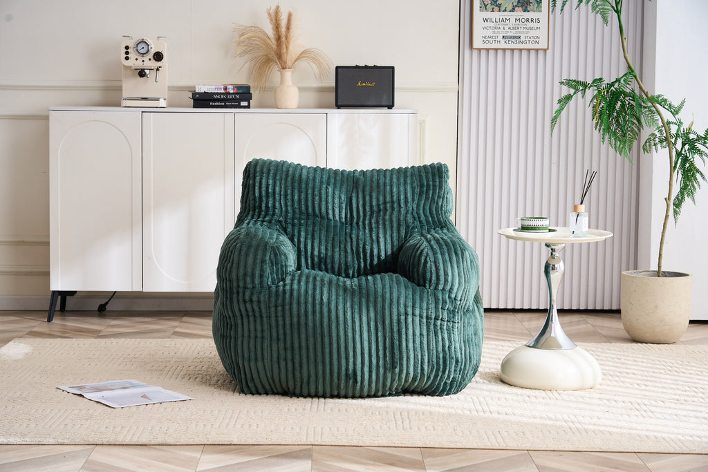 010-Soft Fluffy Corduroy Fabric Bean Bag Chair Filled With Memory Sponge,Green - Grand Goldman Shop
