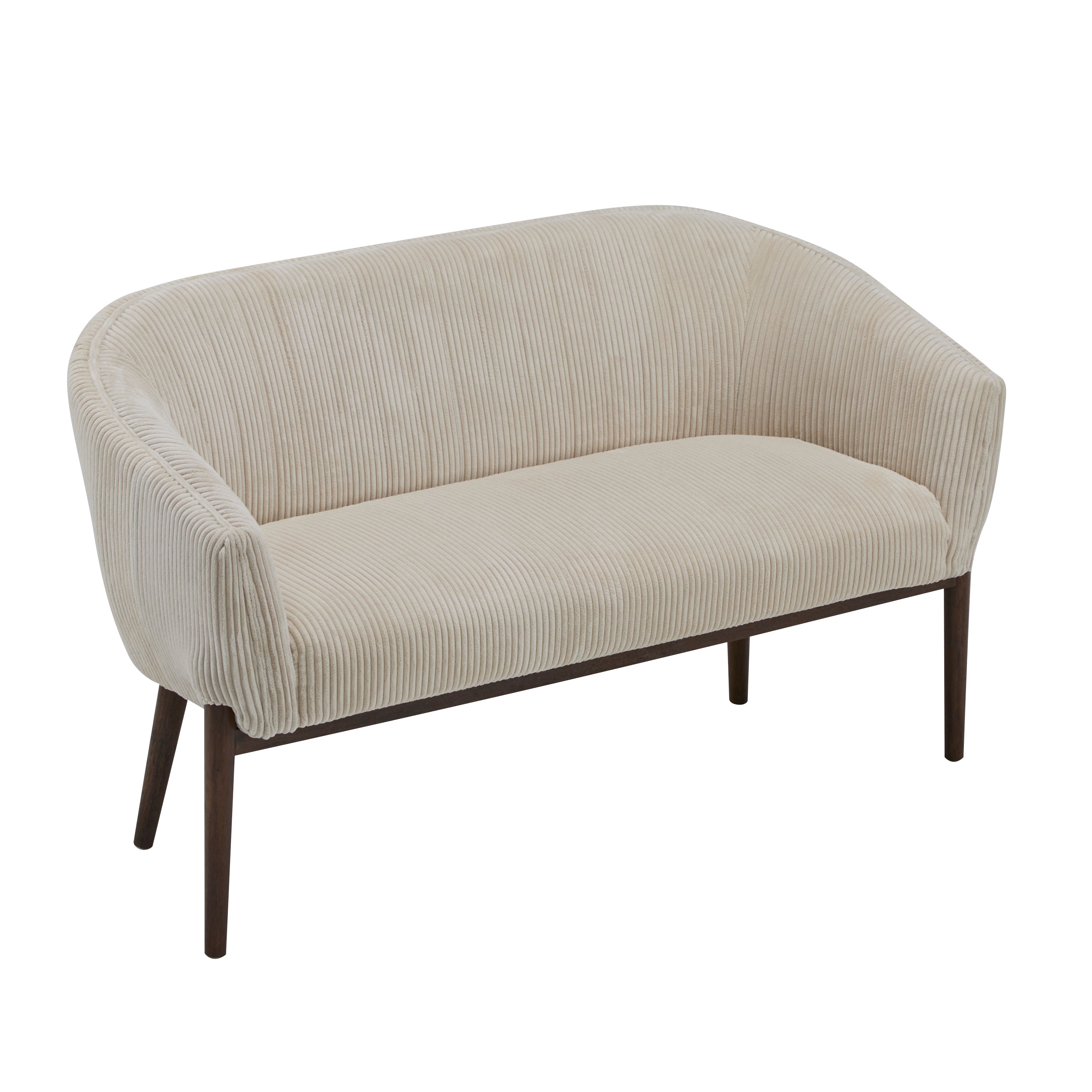 Corduroy Recessed Arm Loveseat(Beige+Walnut-65780) - Grand Goldman Shop