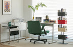 Green Velvet Criss Cross Armrest Office Chair with Wheels - Modern for Home Office, Meditation & Creative Work | Premium Home