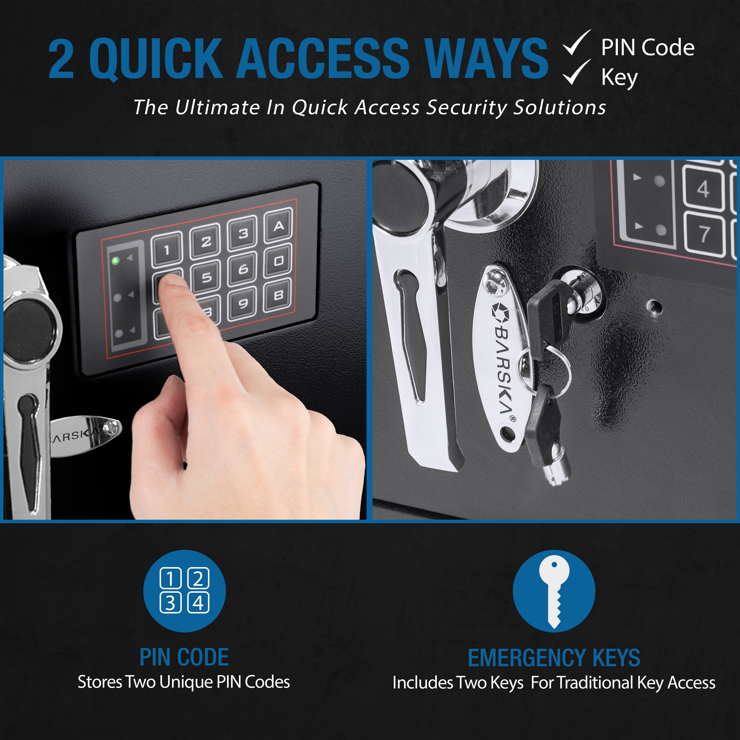 Black Steel Keypad Depository Safe with Dual PIN Codes and Anti-Fishing Baffles, 0.72 Cu Ft - Grand Goldman