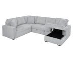 122 Inch Pull Out Couch, Rabbit plush Fabric Sofa Bed with USB Ports & Comfy Upholstered, Oversized U Shape Sectional Sleeper Sofa Bed with Storage Chaise, Grey - Grand Goldman Shop