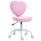 HOMCOM Heart Love Shaped Back Design Office Chair with Adjustable Height and 360 Swivel Castor Wheels, Pink - Grand Goldman