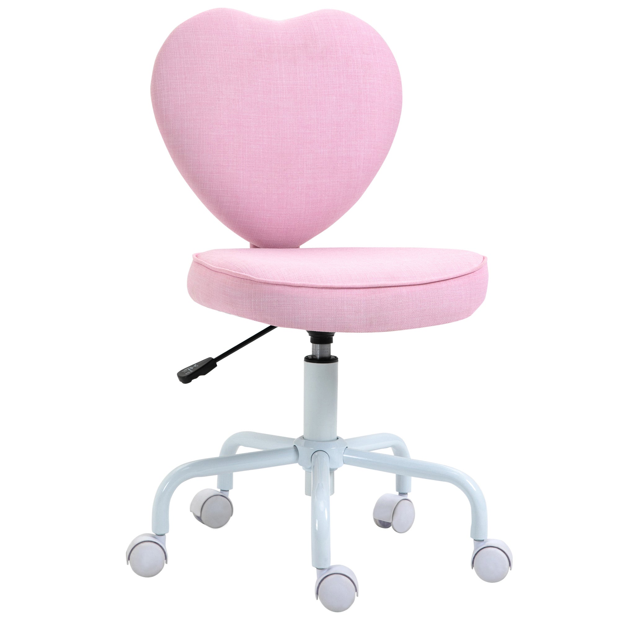 HOMCOM Heart Love Shaped Back Design Office Chair with Adjustable Height and 360 Swivel Castor Wheels, Pink - Grand Goldman