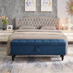 59' Bed Bench with Storage  Blue Fabric - Grand Goldman Shop