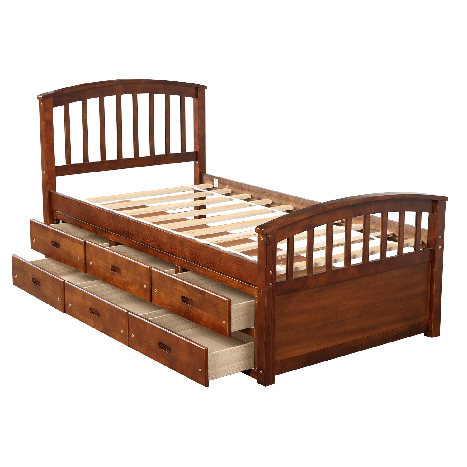 Orisfur. Twin Size Platform Storage Bed Solid Wood Bed with 6 Drawers - Grand Goldman Shop