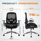 Big and Tall Office Chair with Wide Thick Seat Cushion for Heavy People Ergonomic Computer Mesh Desk Chairs with 4D Armrests,