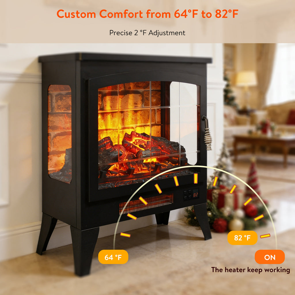 21 inchThree-sided Freestanding Electric Fireplace Stove heater with 3D Flame effect with remote control - Grand Goldman Shop