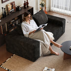 63' 2Setaser Sofa,Corduroy Fabric,Deep Seat Couches,Comfy Loveseat Sofa,No Assembly,1pcs for Living room, Bedroom,Conference room ,Apartment,Black - Grand Goldman Shop