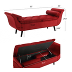 Vintage Tufted 65-inch Long Bench, Velvet Upholstered Storage Ottoman with Classic Retro Design, Mid-Century Modern Footstool for Living Room, Bedroom Entryway   wenred - Grand Goldman Shop