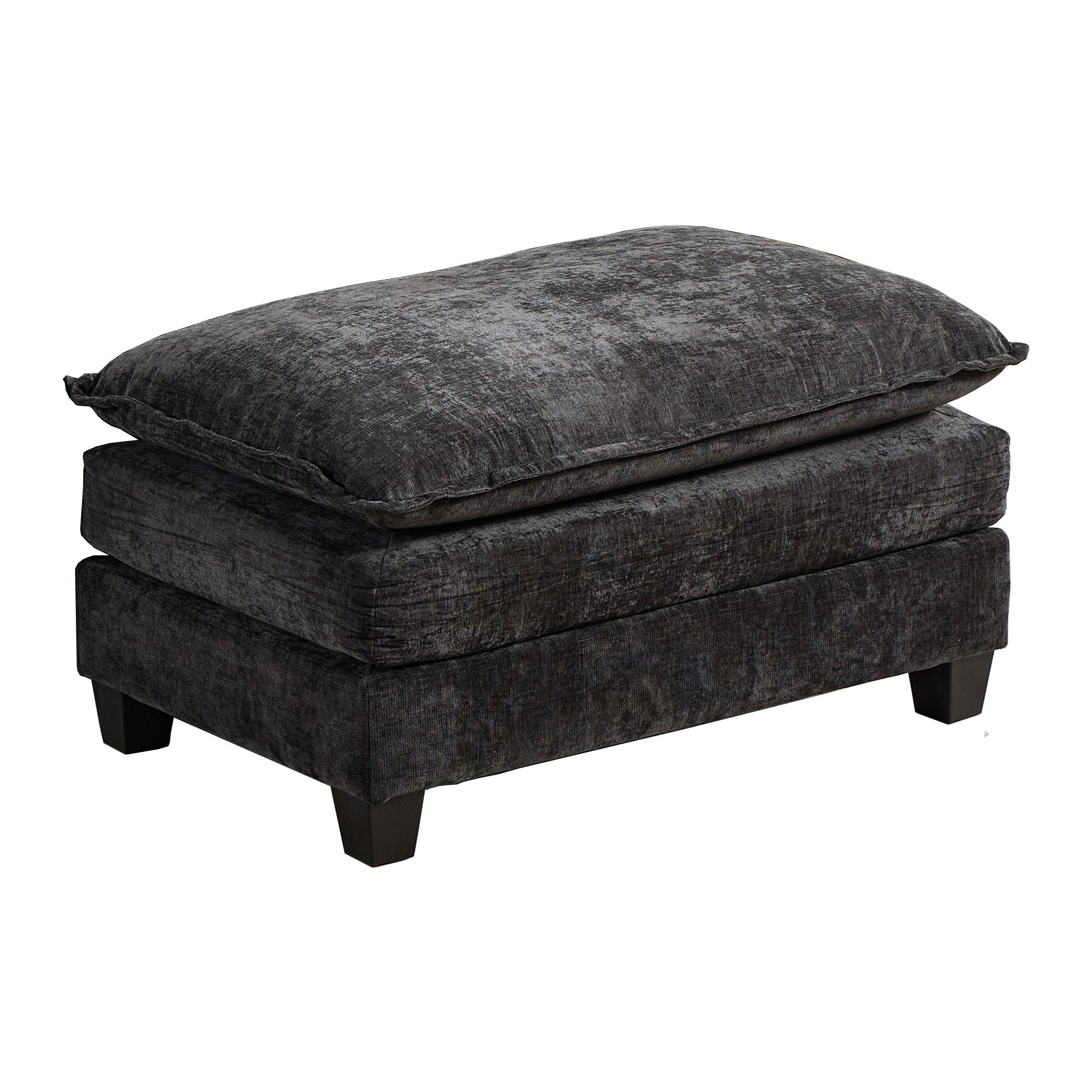 Cloud Sofa Ottoman only, Modern Sectional Couch, for Living Room Bedroom and Apartment, Comfy Double Layer Upholstered Seat Cushion, Breathable Chenille Fabric, Black - Grand Goldman Shop