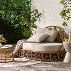 Outdoor Wicker Daybed With Pillows, Light Brown and Beige - Grand Goldman Shop