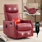 Red Faux Leather Heat Massage Manual Recliner Chair with Rocker and Swivel for Living Room - Grand Goldman Shop