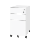 3-Drawer Mobile File Cabinet with Lock, All-Steel Metal Storage on Wheels, Two Shallow & One Deep Drawer for Office/Home, Ful