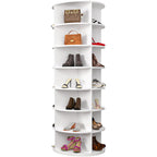 7 Tier Rotating Shoe Rack Tower, Spinning Shoe Display, 360 Shoe Rack Storage Round Carousel, Vertical Handbag Rotate Shoes Closet Organization (WHITE) - Grand Goldman Shop