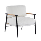 Modern Accent Chair with Plush Cushions, Metal Frame, Wooden Armrest - Cozy Seating for Living Room, Bedroom, Office - Grand Goldman Shop