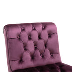 COOLMORE Modern Velvet Armless Accent Living Room Chair / Leisure Chair,Upholstered Fabric Button Comfortable Chair with Wooden Legs for Bedroom, Living Room, Office (Purple Velvet) - Grand Goldman Shop