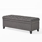 JULIANA Stylish Storage Ottoman with Extra Seating in Gray Fabric, 50x20.5x18.3 inches - Grand Goldman Shop