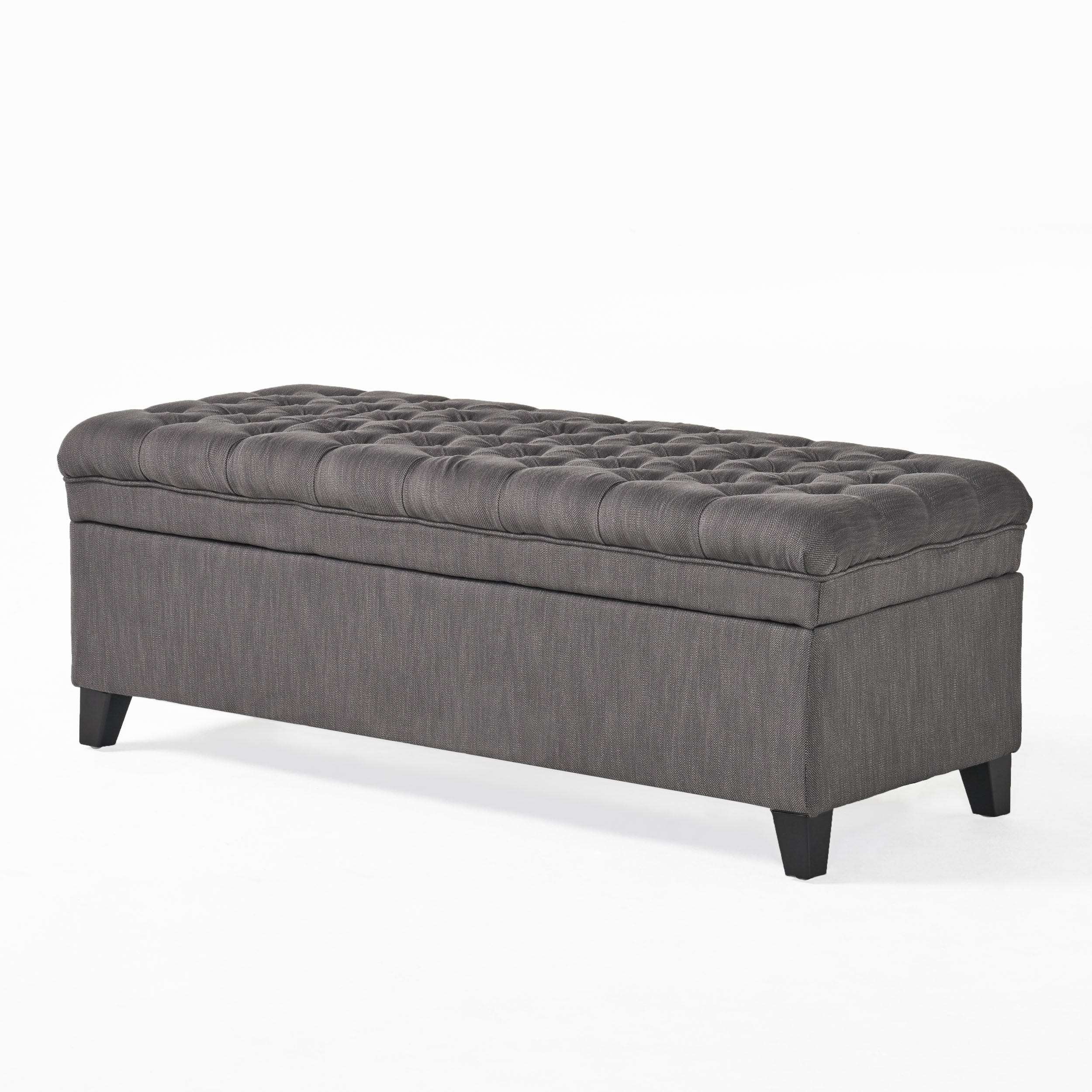 JULIANA Stylish Storage Ottoman with Extra Seating in Gray Fabric, 50x20.5x18.3 inches - Grand Goldman Shop