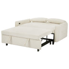 Modern Convertible Pull-out Sofa Bed with USB Ports and Pillows, Beige Corduroy, 57.48 inches - Grand Goldman Shop