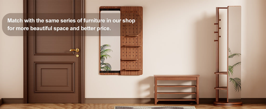 Adjustable shoe-changing bench, storage bench, hidden storage. With a load-bearing capacity of up to 550 pounds, suitable for bedrooms and corridors. 100% solid wood. - Grand Goldman Shop