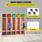 Coat Locker, 5-Section Daycare Cubby Coat Rack 48x12x48 inch, Classroom Coat Locker and Backpack Hanger, with 5 Hooks and Sto
