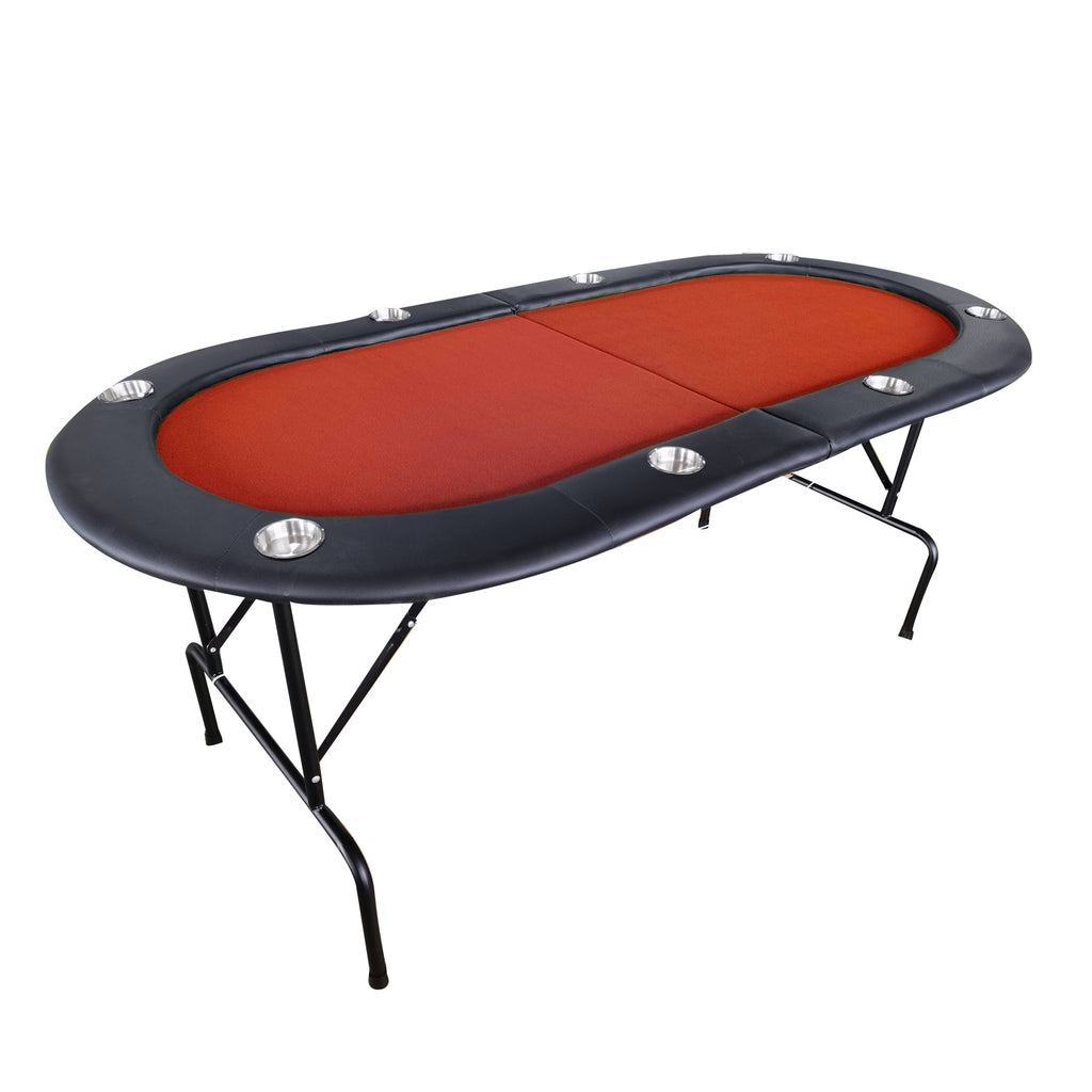 INO Design 73' Foldable Poker Table with Cup Holders #16361 Red | Premium Home Decor - Grand Goldman