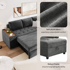 Mirod 91.5-Inch L Shaped Couch with Pull Out Bed and Storage Sectional Sleeper Sofa with Hidden Storage , Wide Armrest with storage,for Living Room, Apartment, Bedroom, Office - Grand Goldman Shop