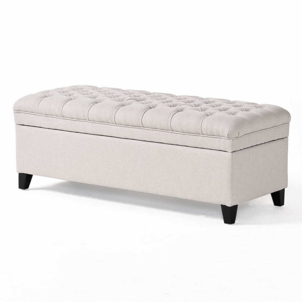 Juliana Light Gray Storage Ottoman Fabric 50 x 20.5 x 18.3 Inches - Grand Goldman Shop
