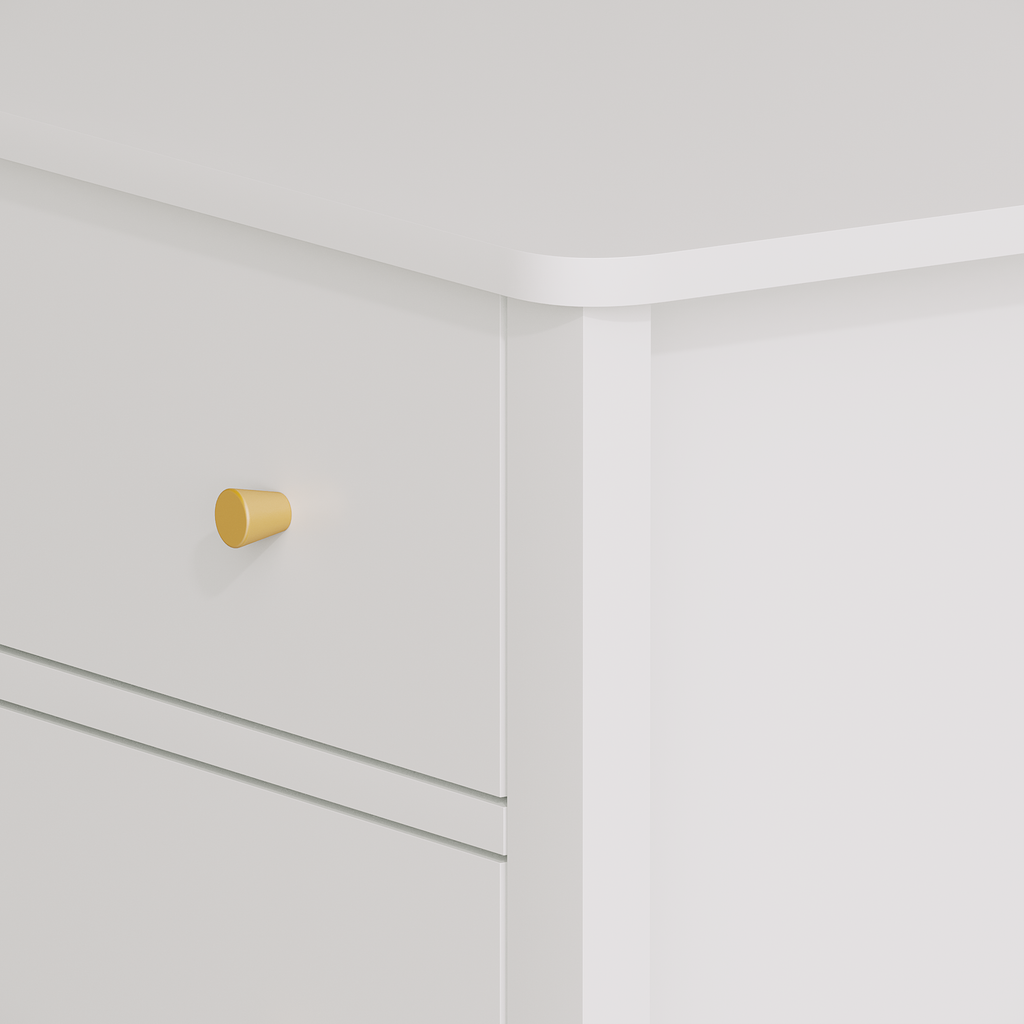 White 3 Drawer Dresser for Bedroom, Modern MDF Painted Chest of Drawers with Gold Knobs, Wooden Storage Cabinet for Kids, Nur