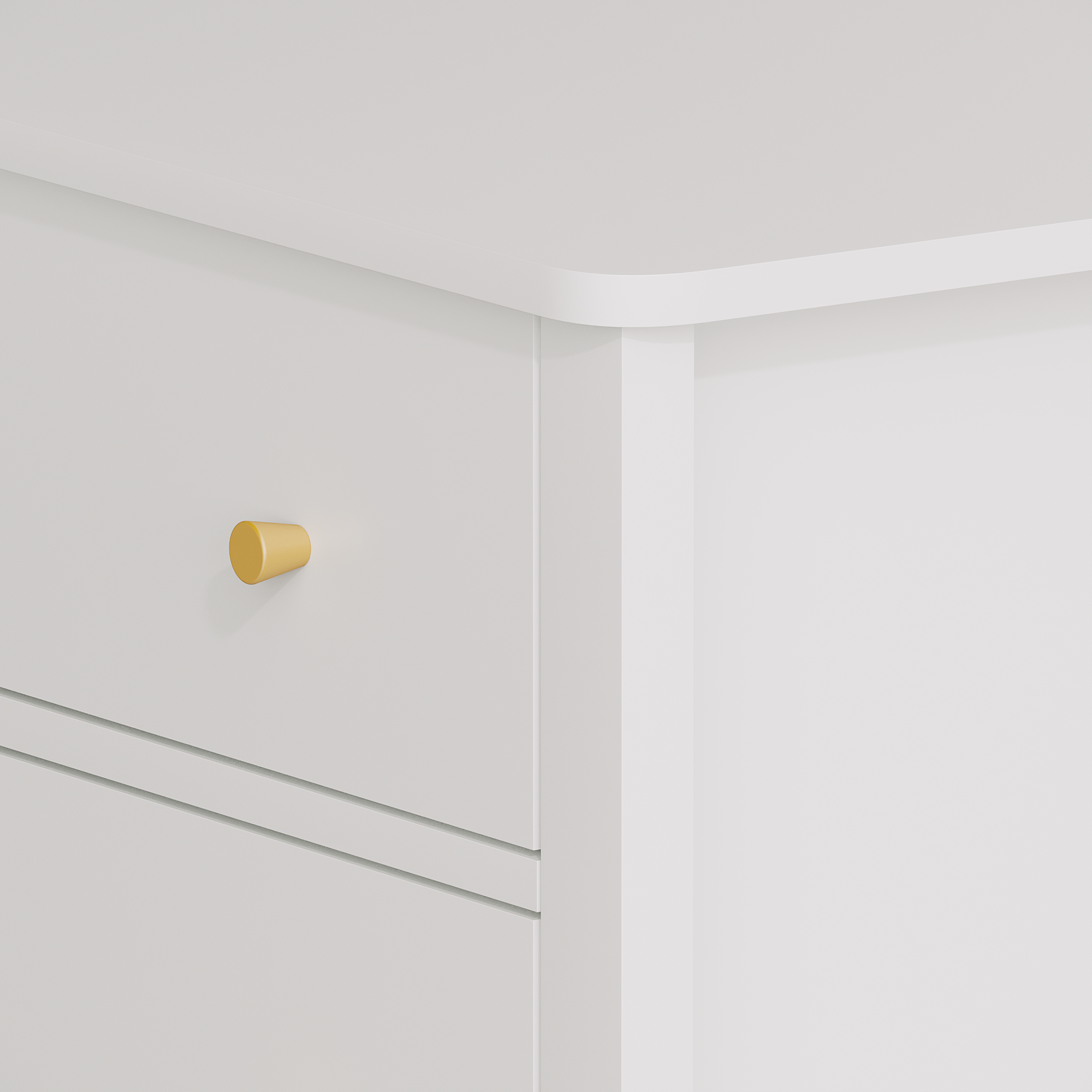 White 3 Drawer Dresser for Bedroom, Modern MDF Painted Chest of Drawers with Gold Knobs, Wooden Storage Cabinet for Kids, Nur
