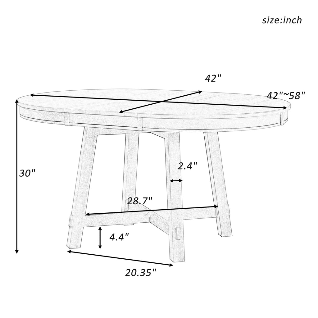 Gia Round Extendable Dining Table with 16' Leaf Wood, Espresso - Grand Goldman Shop