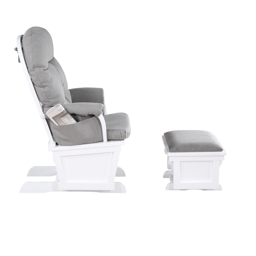 Madison Glider & Ottoman White/Oyster - Grand Goldman