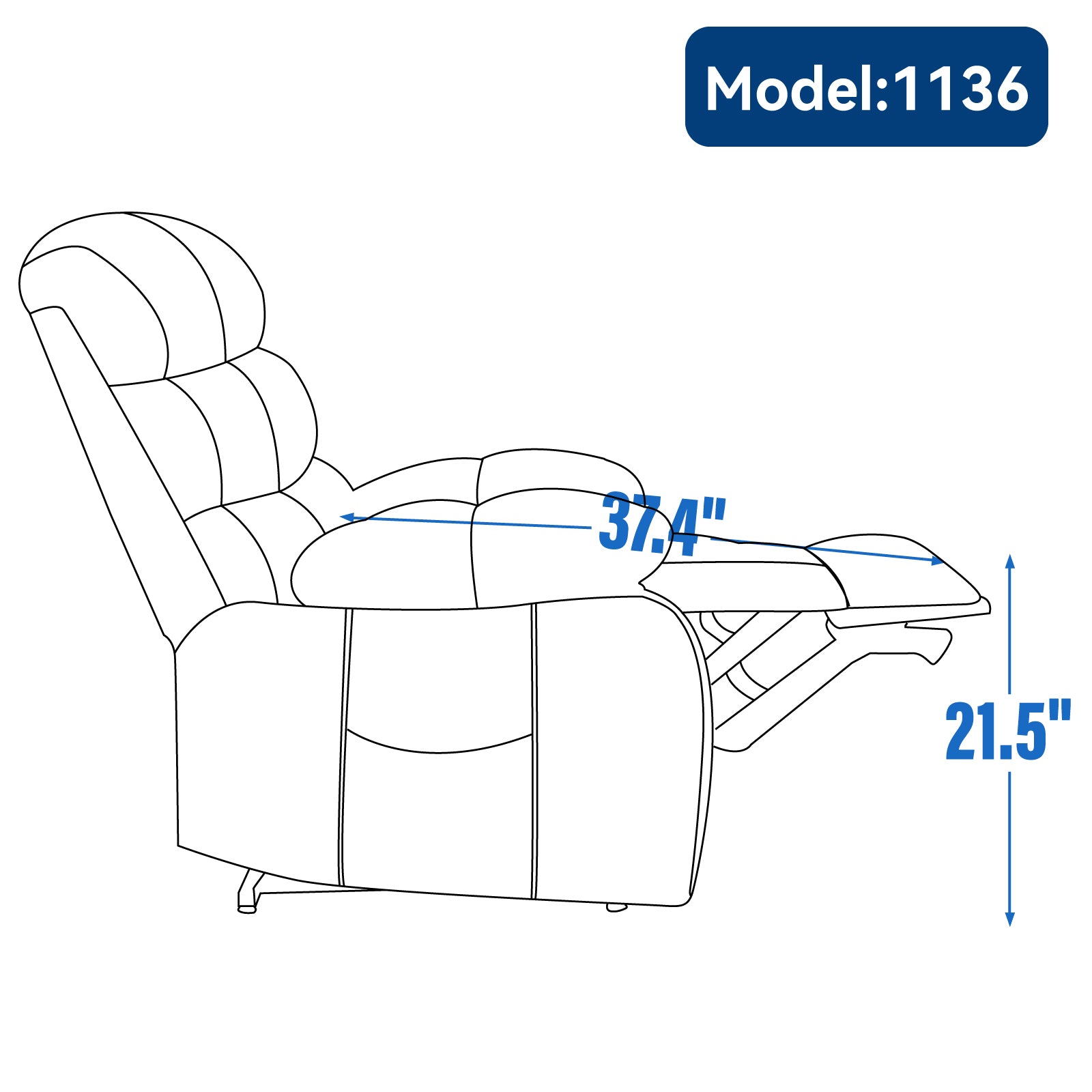 23' Seat Width and High Back Large Size Blue Grey Chenille Power Lift Recliner Chair with 8-Point Vibration Massage and Lumbar Heating - Grand Goldman Shop