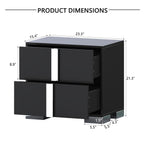 Elegant Nightstand with Metal Foot, Mirrored Bedside Table with 2 Drawers for Bedroom, Living Room, Black - Grand Goldman Shop