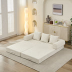 Comfy Convertible Folding Mattress Couch, Floor Sofa Bed, Chenille Floor Sofa with Armrest, Floor Sofa Lounge Couch for Living Room Bedroom Lounge Studio-Beige - Grand Goldman Shop