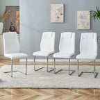 Modern Dining Chairs with Faux Leather Padded Seat and Metal Legs in White, Set of 4 - Grand Goldman Shop