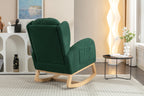 049-Teddy Fabric Rocking Chair With Packet Wood Legs,Green - Grand Goldman Shop