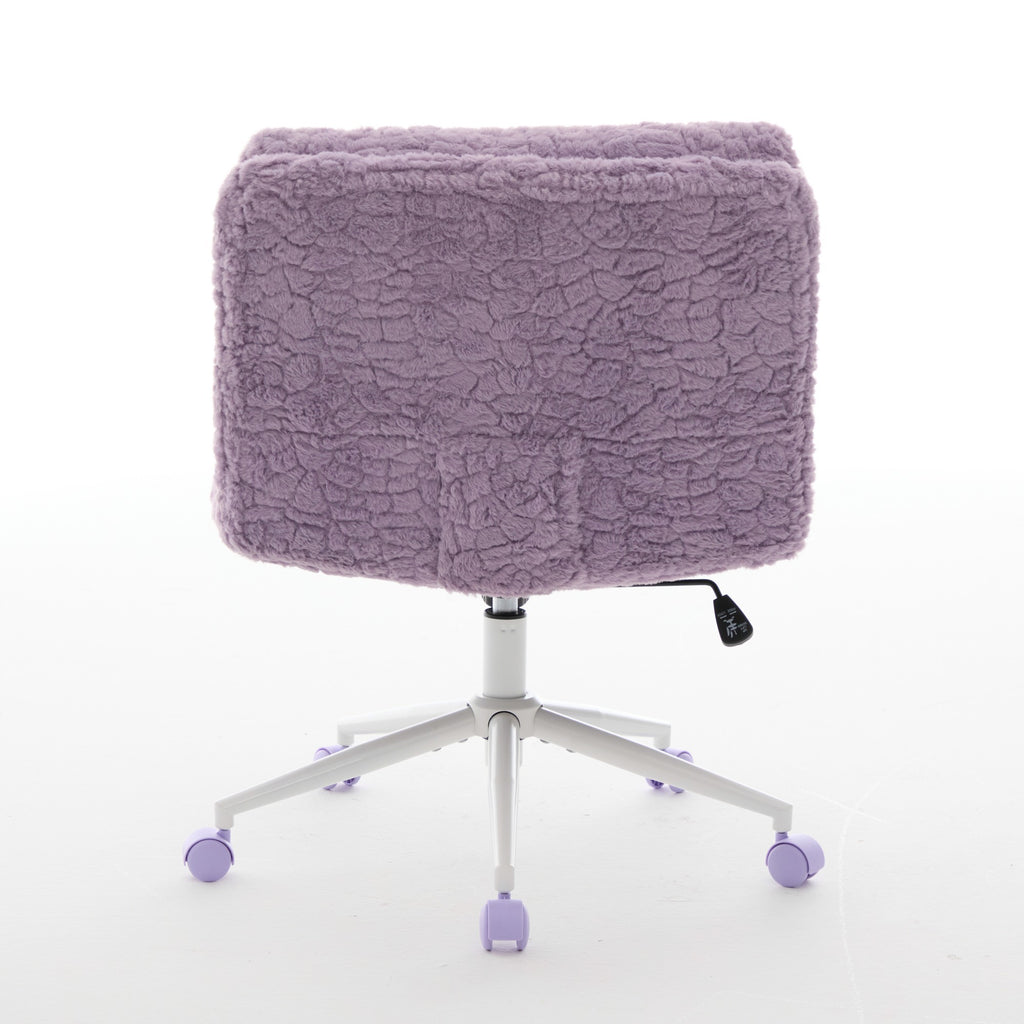 W26.4 inch Wider seat Office Chair,Artificial rabbit hair Home Office Chair with Metal Base,Adjustable Desk Chair Swivel Offi