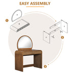 39' Makeup Vanity Table with Mirror Touch Screen Lighted Mirror, Dressing Table with Drawer for Bedroom, Espresso - Grand Goldman Shop