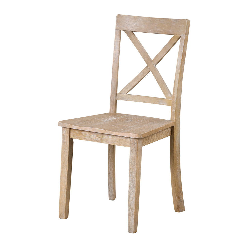 Modern Natural Wood Wash Dining Table Set for 4 with Round Table and Chairs, Solid Wood and MDF - Grand Goldman Shop