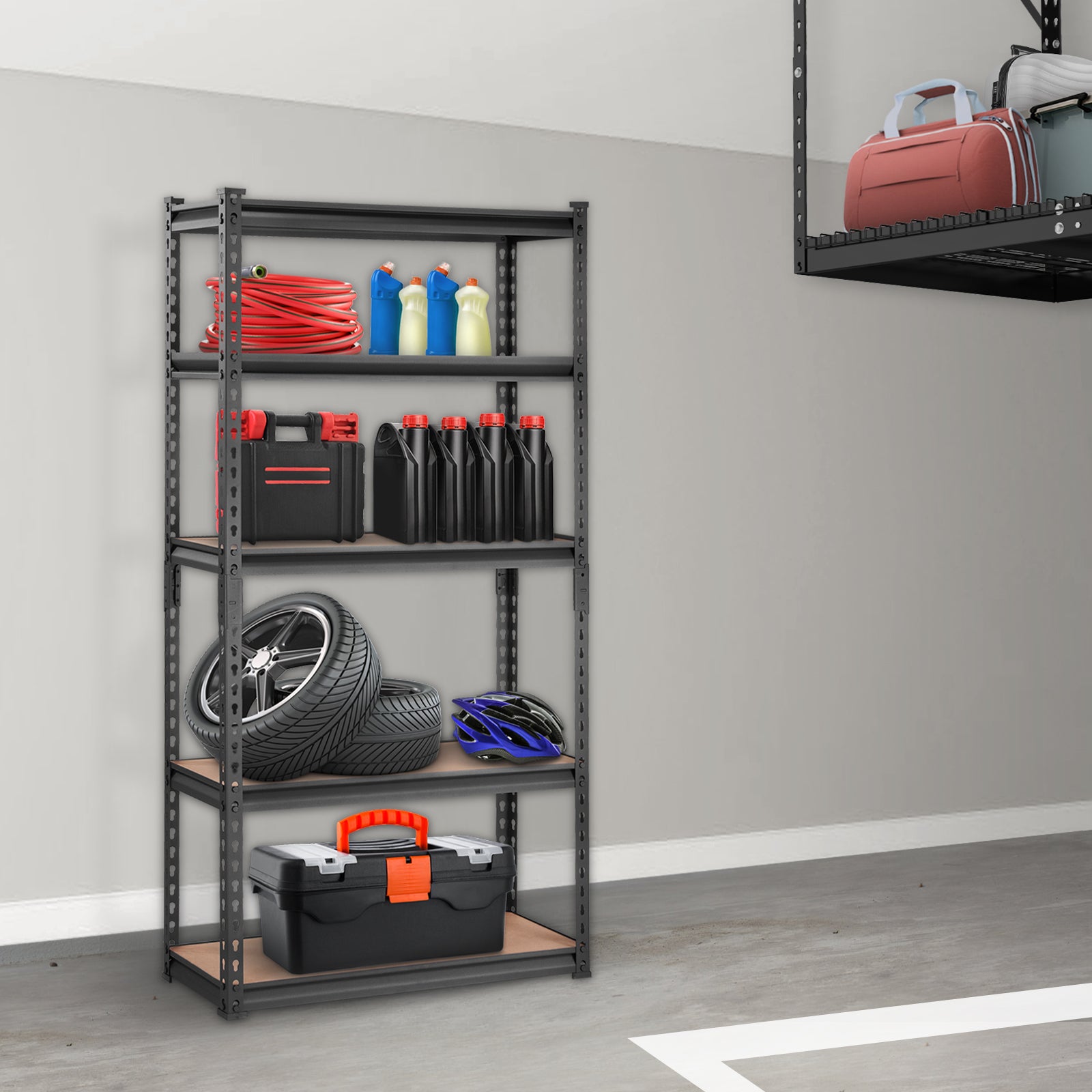Storage Shelving Unit, 5-Tier Adjustable, 2000 lbs Capacity, Heavy Duty Garage Shelves Metal Organizer Utility Rack, Black, 30' L x 12' W x 60' H for Kitchen Pantry Basement Bathroom Laundry - Grand Goldman Shop
