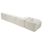 Modern Upholstered L-Shape Sofa with Chaise Lounge and Back Pillows, Beige Boucle Fabric, 144 inches - Grand Goldman Shop
